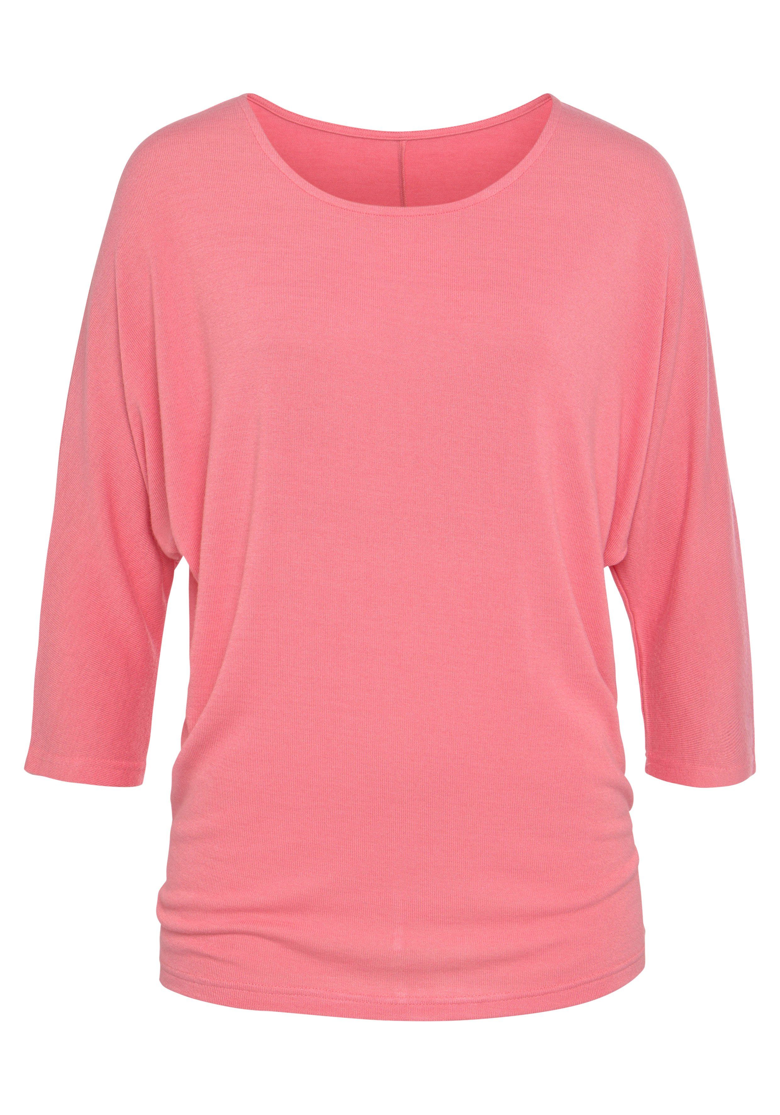 LASCANA 3/4-Arm-Shirt "aus leichter Feinstrickqualität", mit Fledermausärme günstig online kaufen