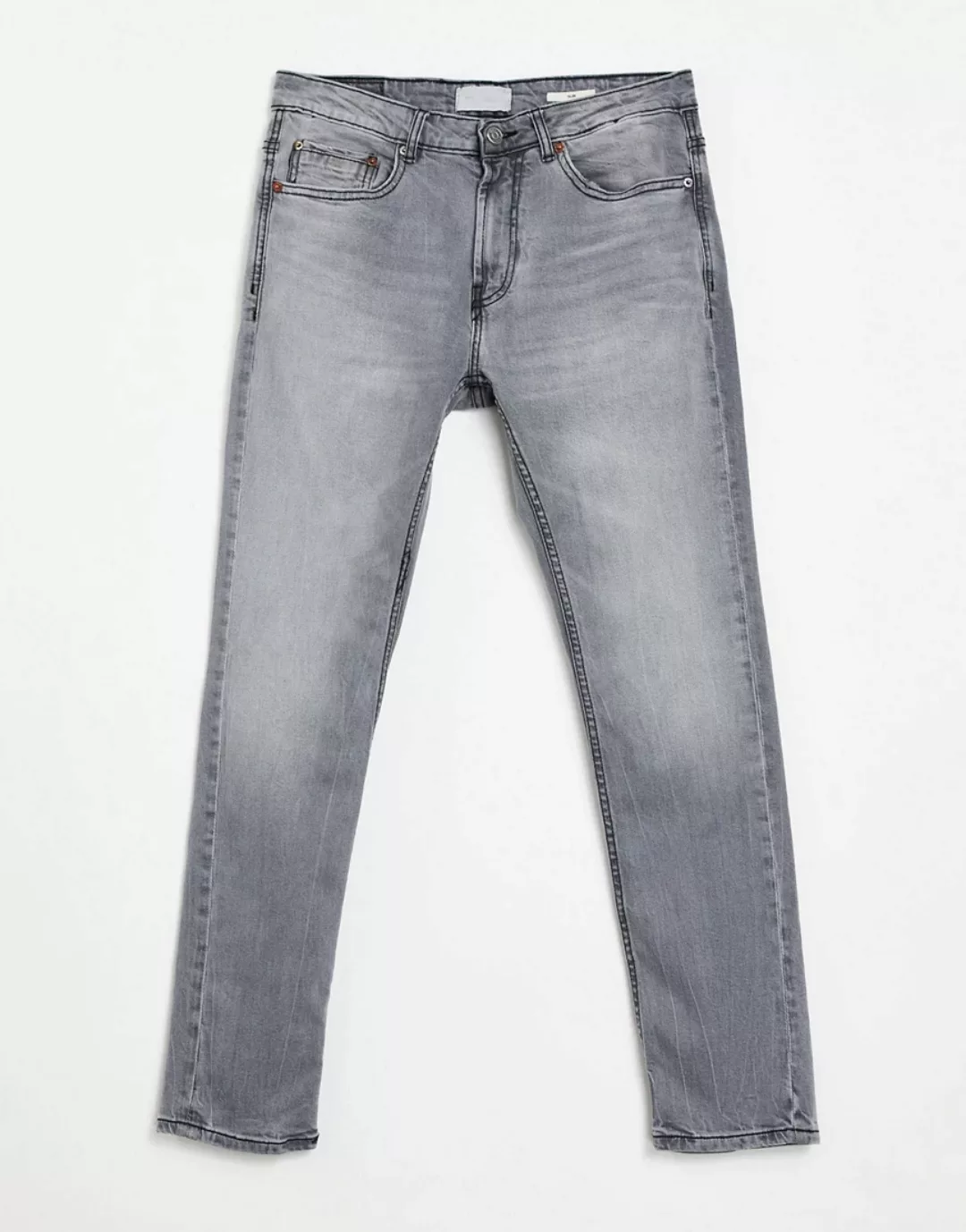 Pull&Bear – Schmale Jeans in Hellgrau günstig online kaufen