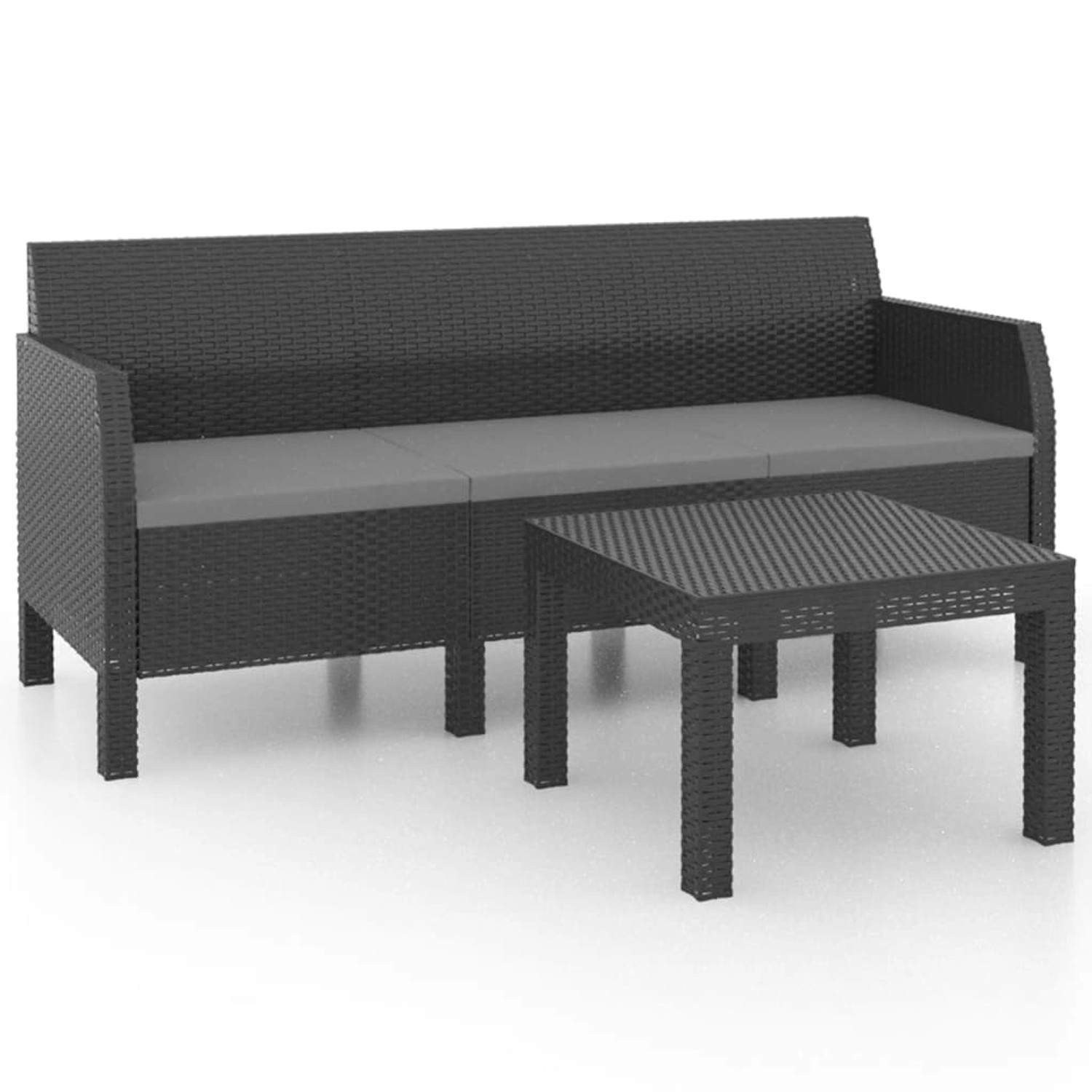 Vidaxl 2-tlg. Garten-lounge-set Mit Kissen Pp Rattan Anthrazit günstig online kaufen