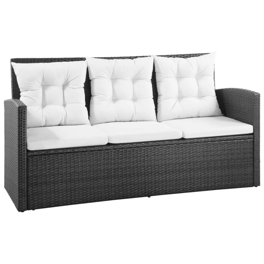 5-tlg. Garten-lounge-set Mit Auflagen Poly Rattan Schwarz günstig online kaufen