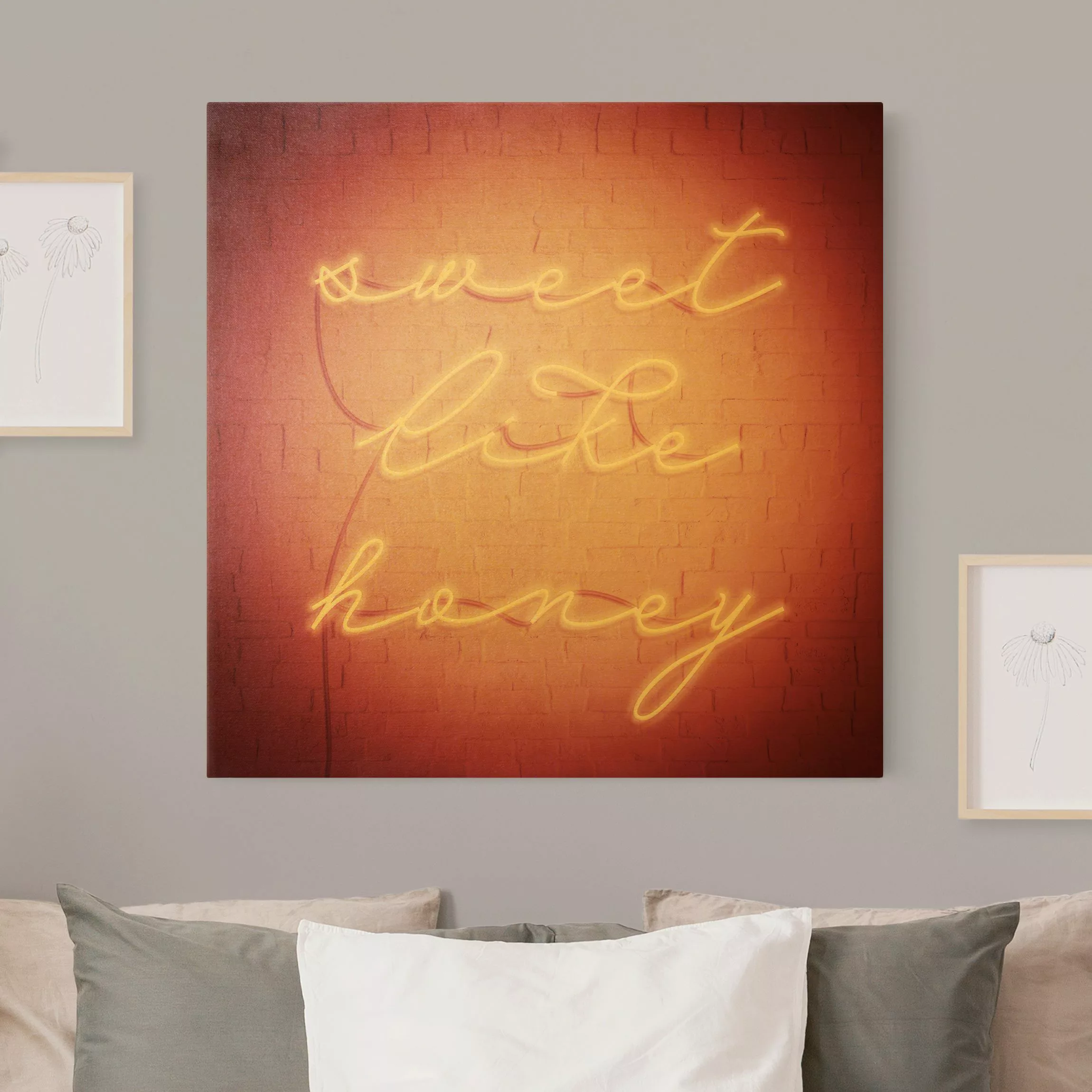 Leinwandbild Gold Neon Schriftzug - sweet like honey günstig online kaufen
