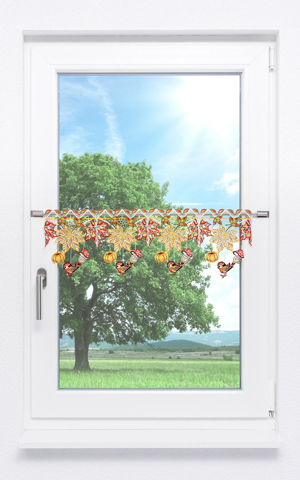 Plauener Spitze® Scheibengardine Herbstliebe, (1 St), günstig online kaufen