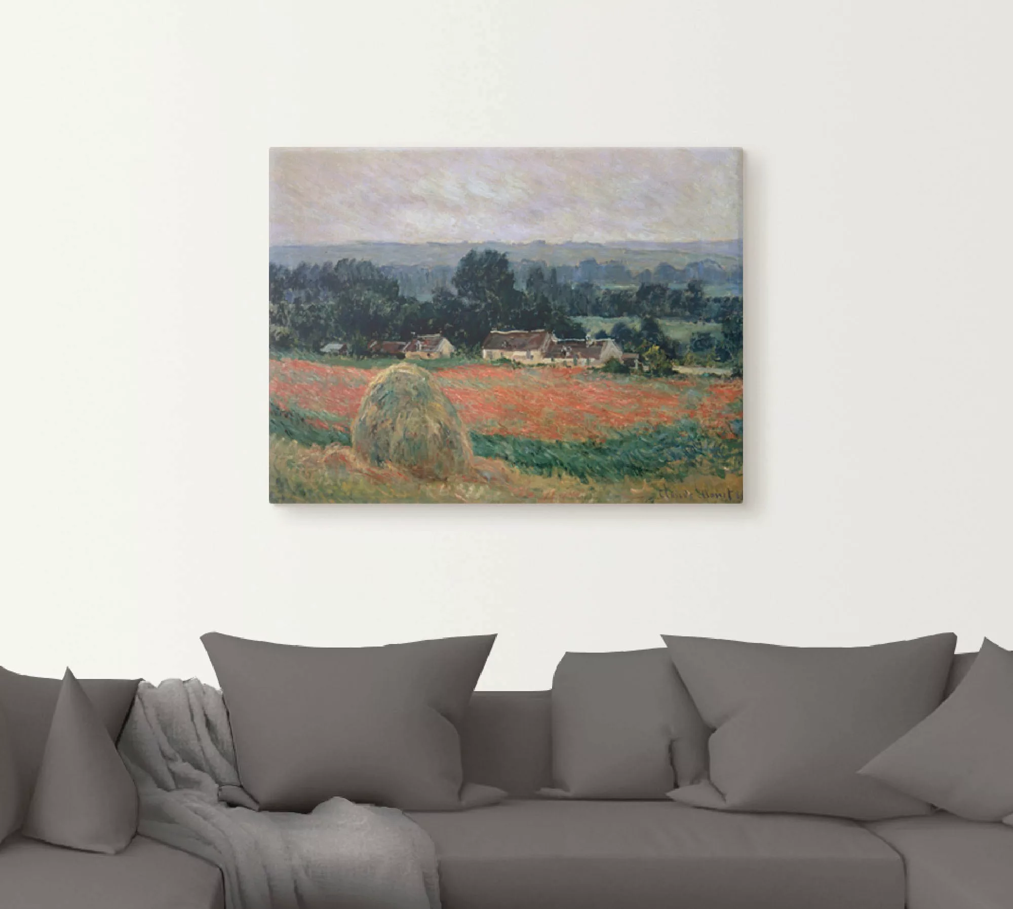 Artland Leinwandbild "Heuhaufen in Sommerlandschaft", Wiesen & Bäume, (1 St günstig online kaufen