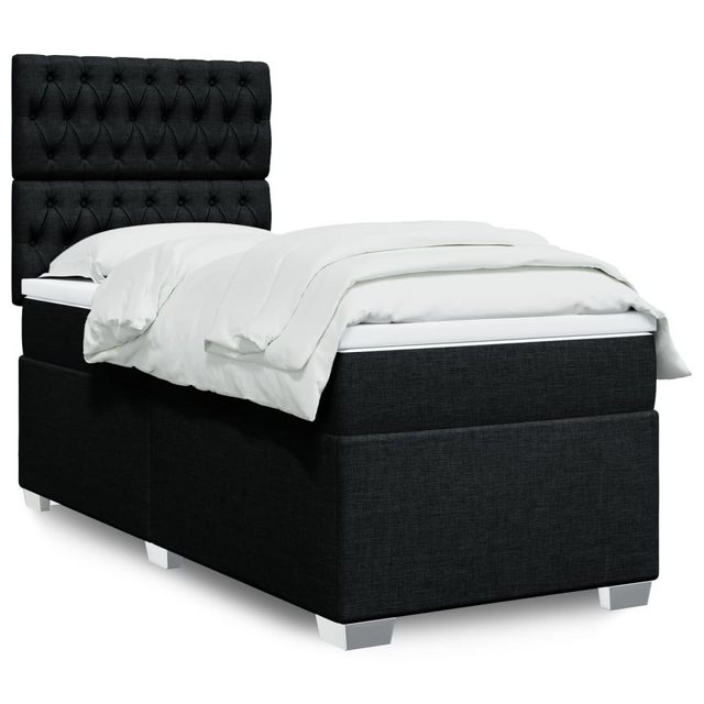 furnicato Bettgestell Boxspringbett mit Matratze Schwarz 90x190 cm Stoff günstig online kaufen