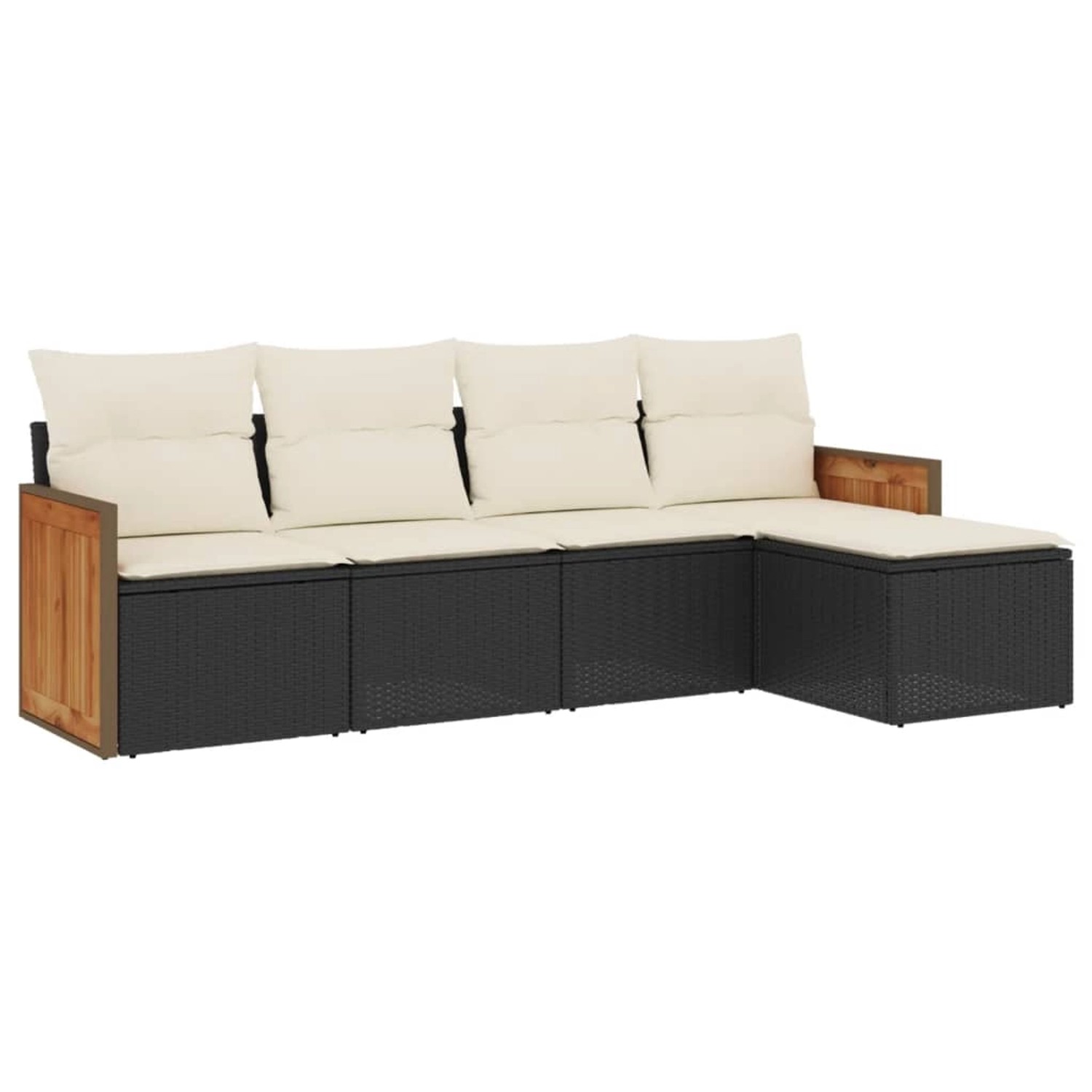 vidaXL 5-Tlg Garten-Sofagarnitur mit Kissen Schwarz Poly Rattan 3259998 günstig online kaufen