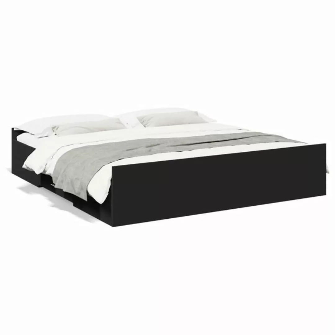 vidaXL Bett Bettgestell mit Schubladen Schwarz 180x200 cm Holzwerkstoff günstig online kaufen