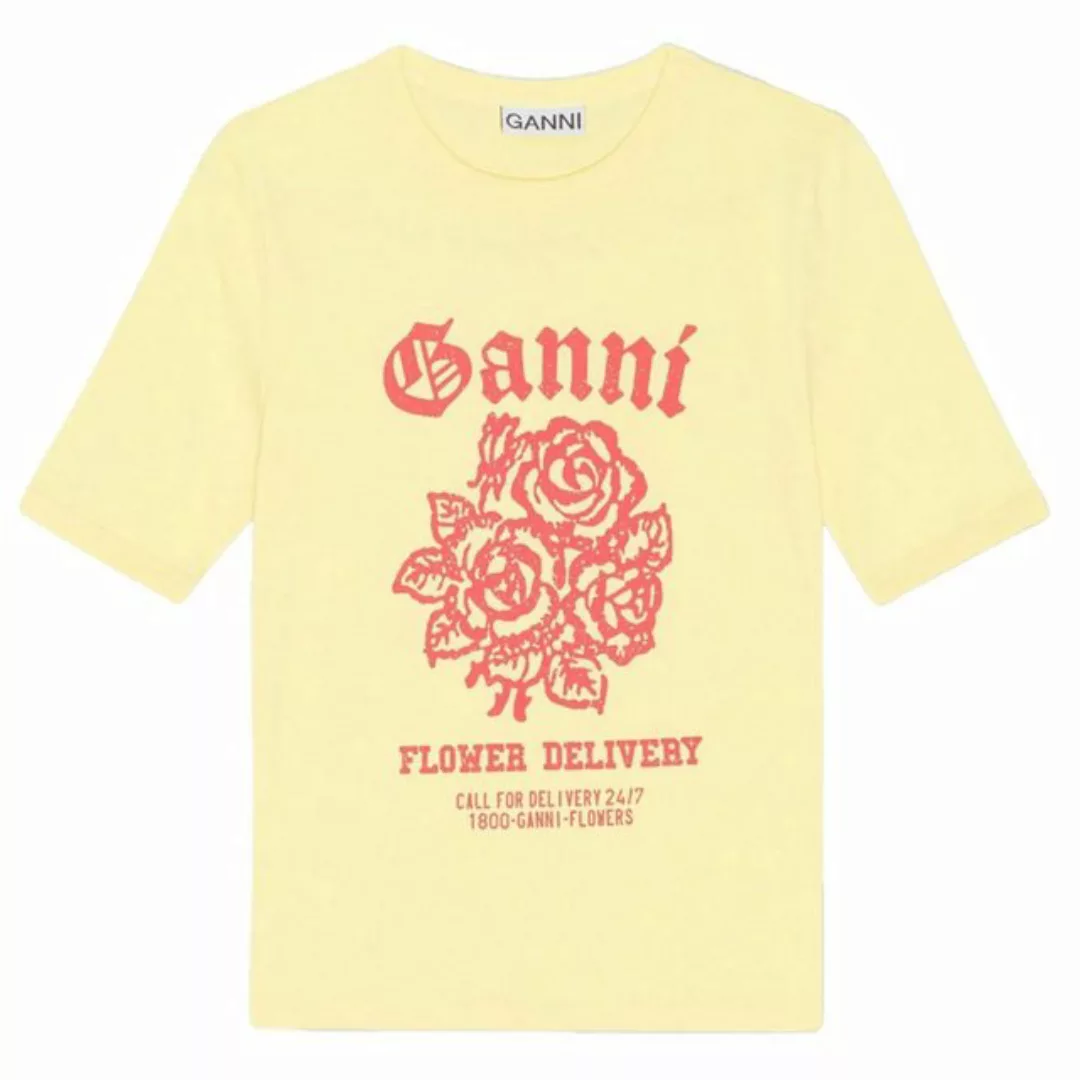 GANNI Kurzarmshirt T-Shirt FLOWER FITTED aus Baumwolle günstig online kaufen