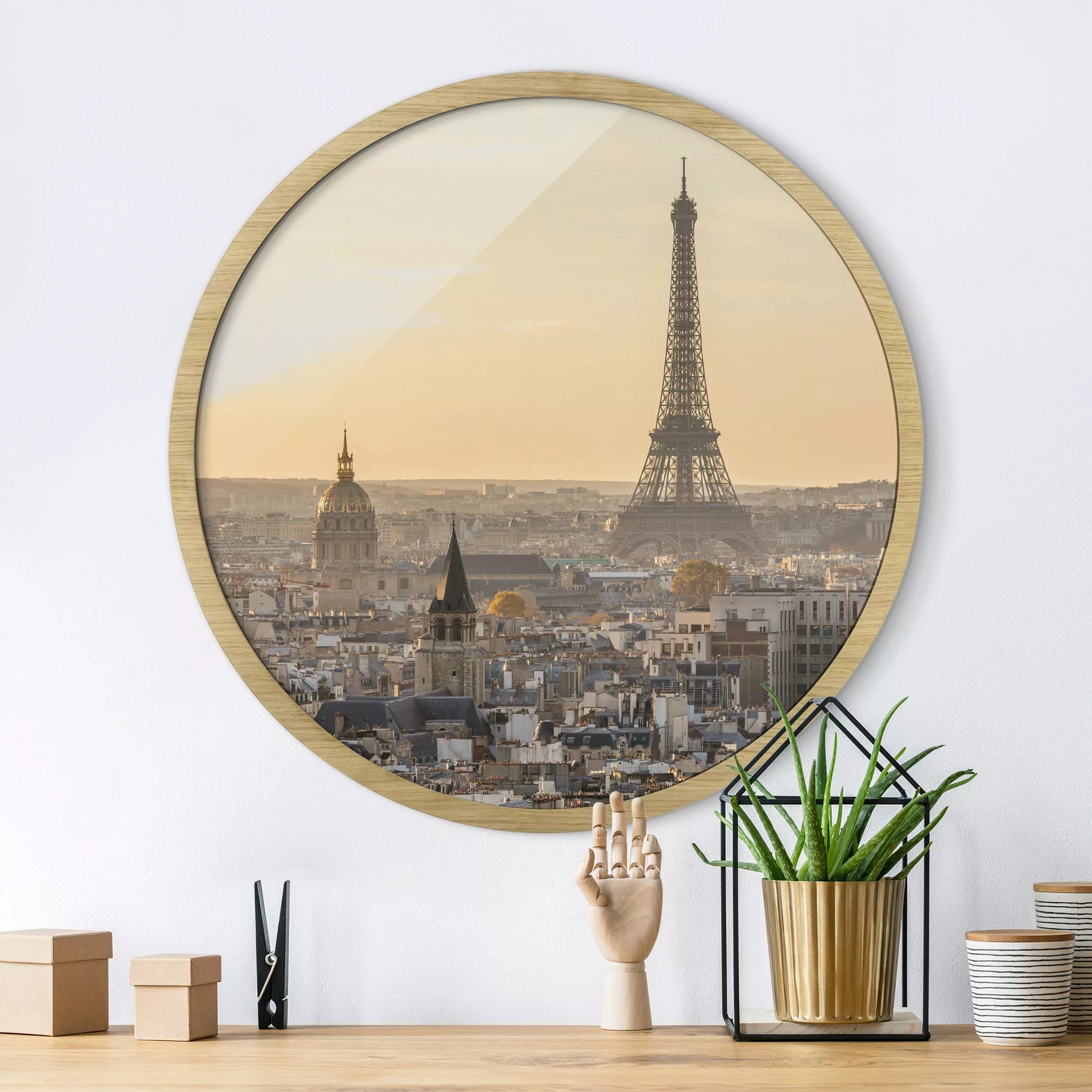 Rundes Gerahmtes Bild Paris im Morgengrauen günstig online kaufen