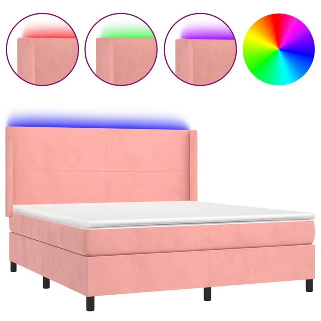 vidaXL Boxspringbett Boxspringbett mit Matratze und LED Samt (160 x 200 cm, günstig online kaufen