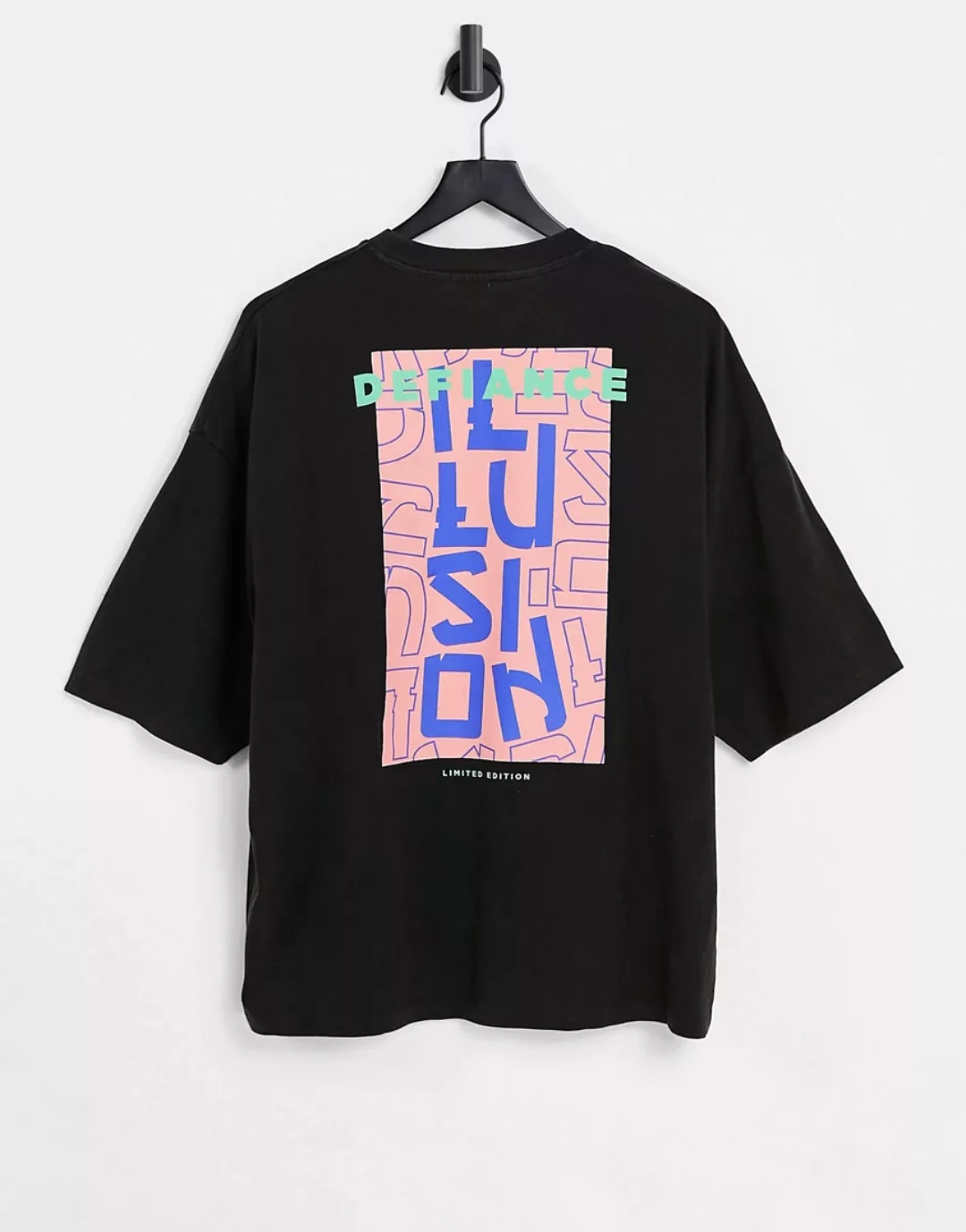 ASOS DESIGN – Oversize-T-Shirt aus schwerer Bio-Baumwolle in schwarzer Acid günstig online kaufen