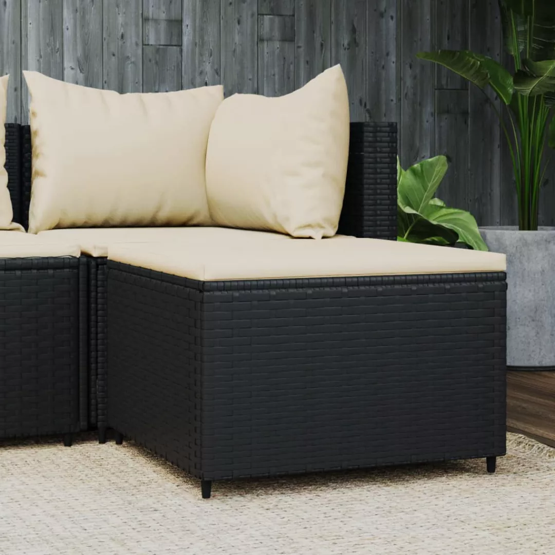 Vidaxl Gartenhocker Mit Kissen Schwarz Poly Rattan günstig online kaufen