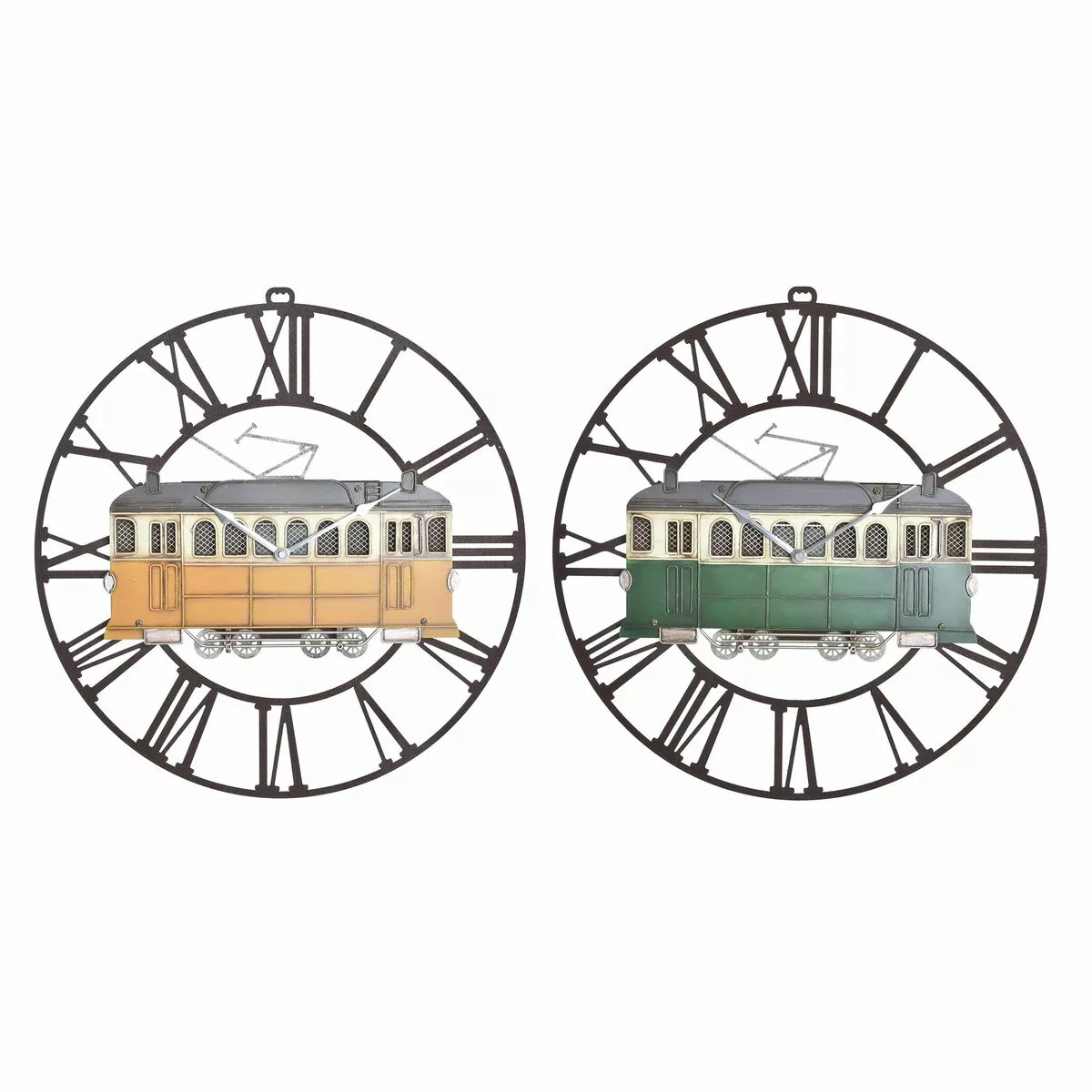 Wanduhr Dkd Home Decor Metall Grün Gelb Vintage Eisenbahn (49,5 X 3,5 X 48 günstig online kaufen