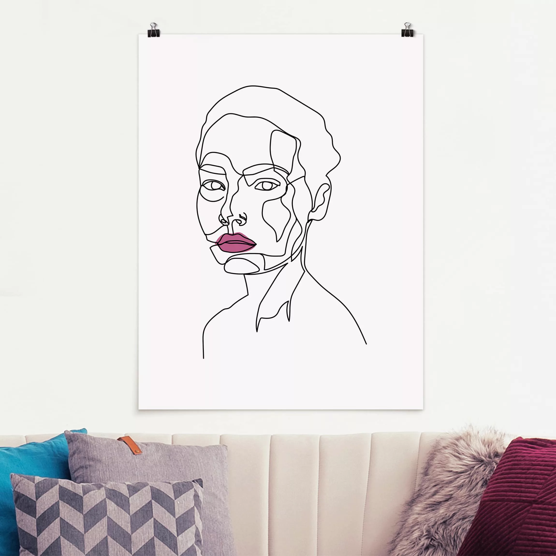 Poster - Hochformat Portrait Frau Line Art günstig online kaufen