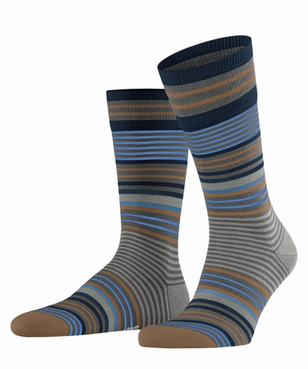Burlington Stripe Herren Socken, 40-46, Grau, Streifen, Schurwolle, 21057-3 günstig online kaufen