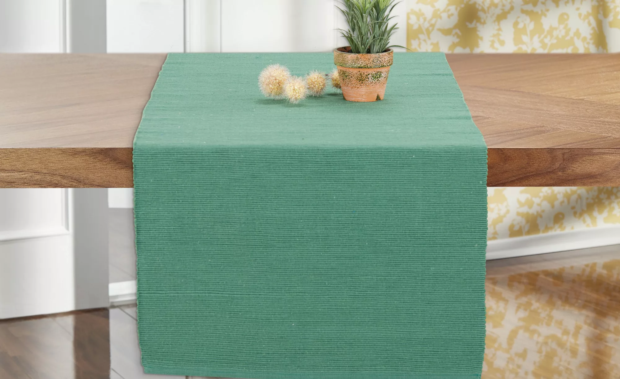 HOME STORY Tischläufer  Rip - grün - reine Baumwolle - 40 cm - Sconto günstig online kaufen