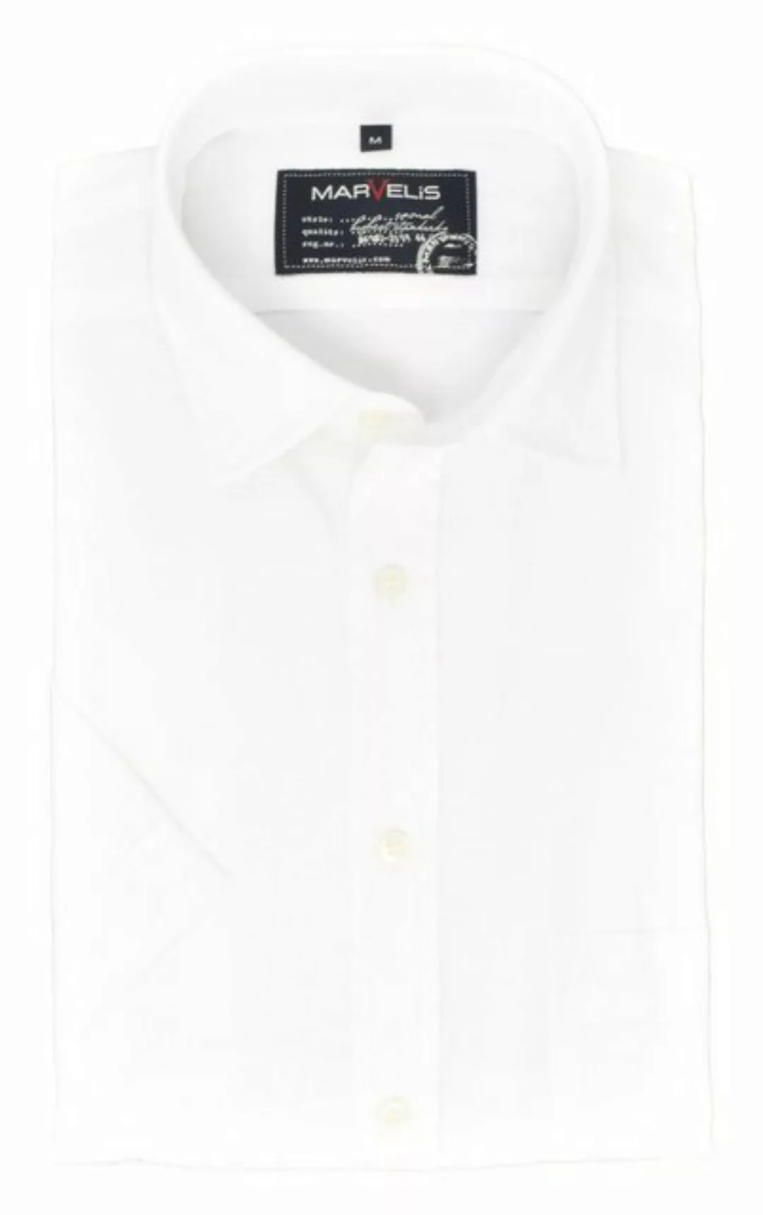 MARVELIS Kurzarmhemd Kurzarmhemd - Casual Fit - Einfarbig - Weiß günstig online kaufen