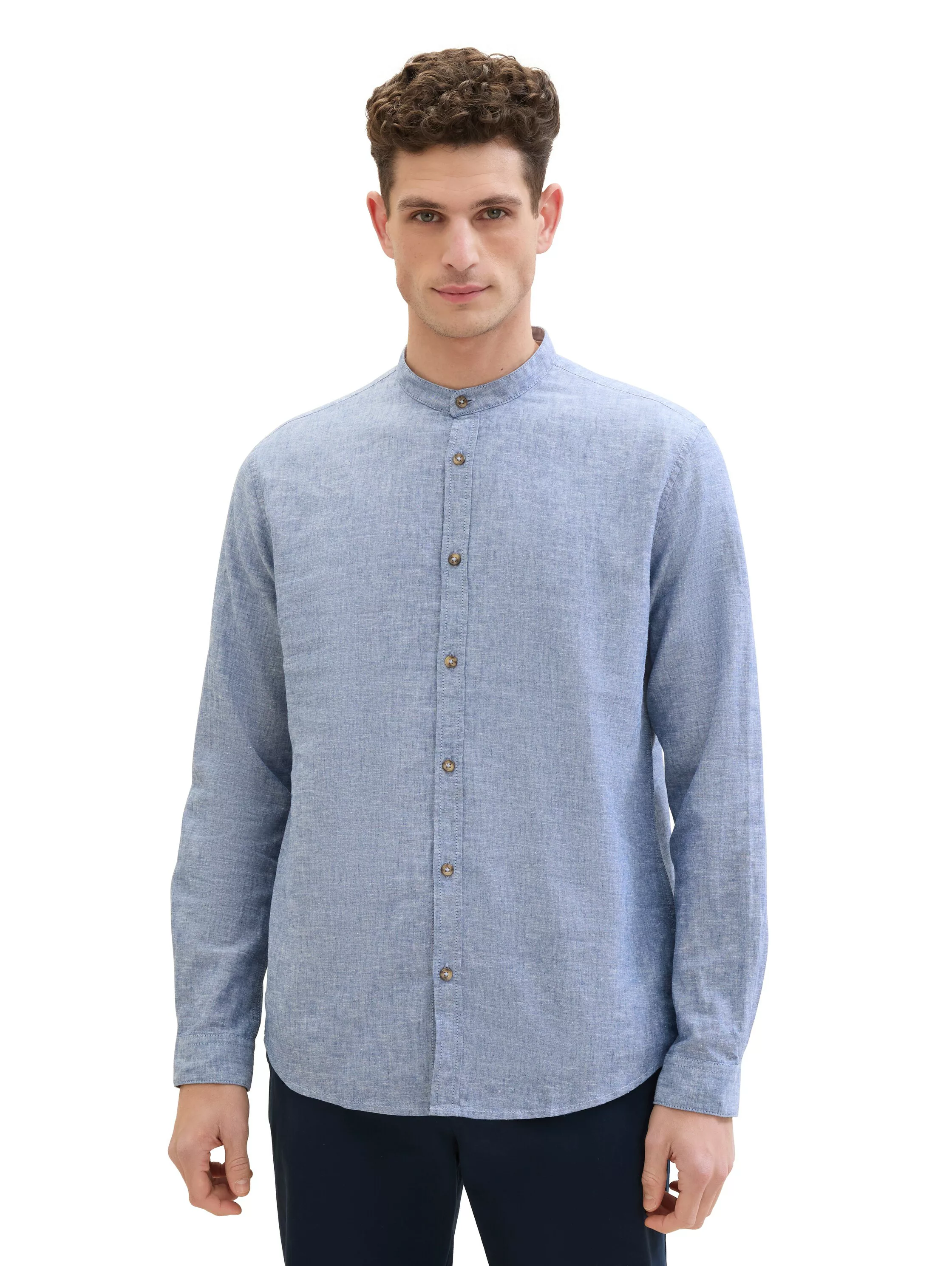 TOM TAILOR Langarmhemd, mit blauem Detail am Kragen günstig online kaufen