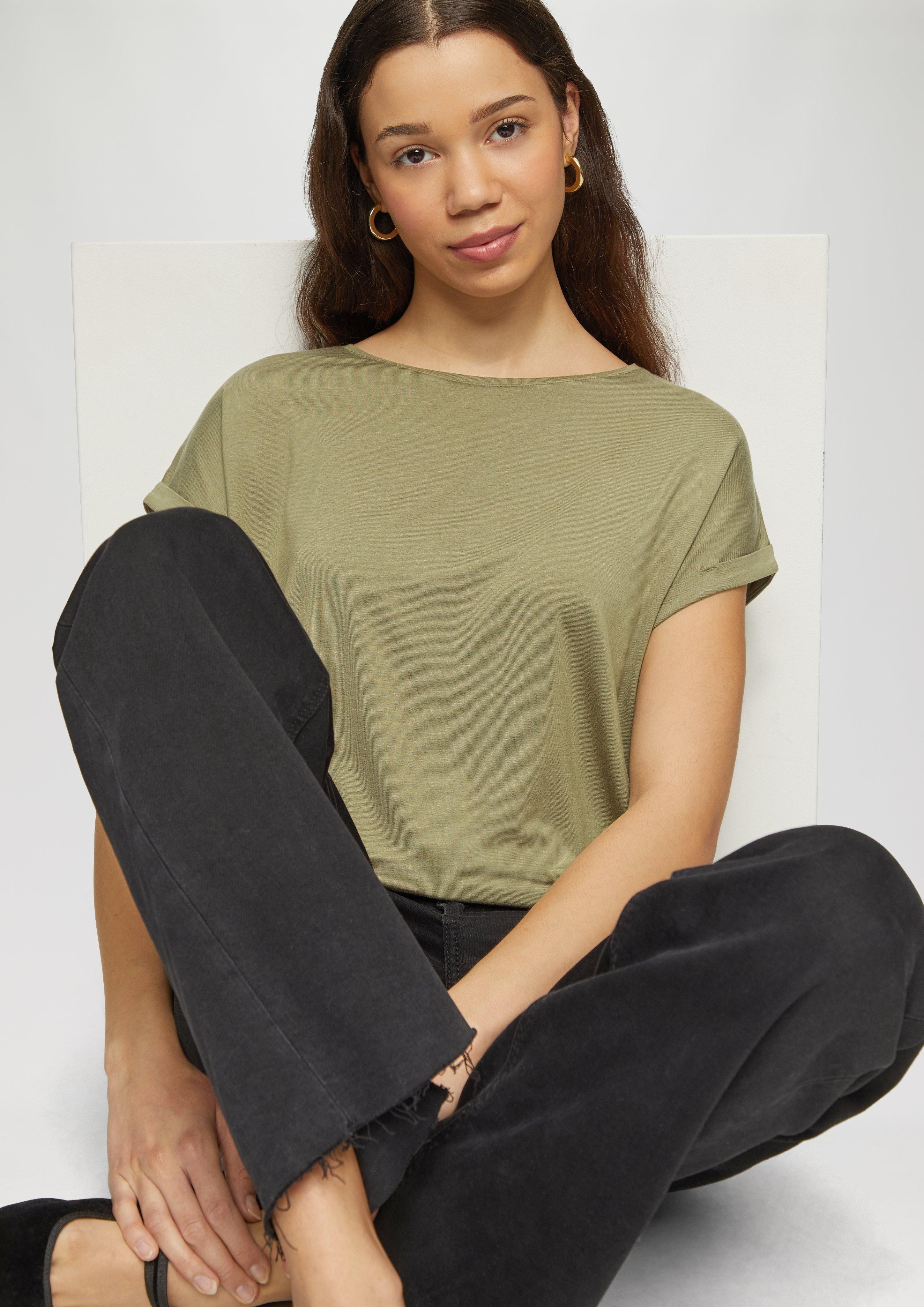 QS Kurzarmshirt Loose Fit-Shirt im Lyocellmix günstig online kaufen