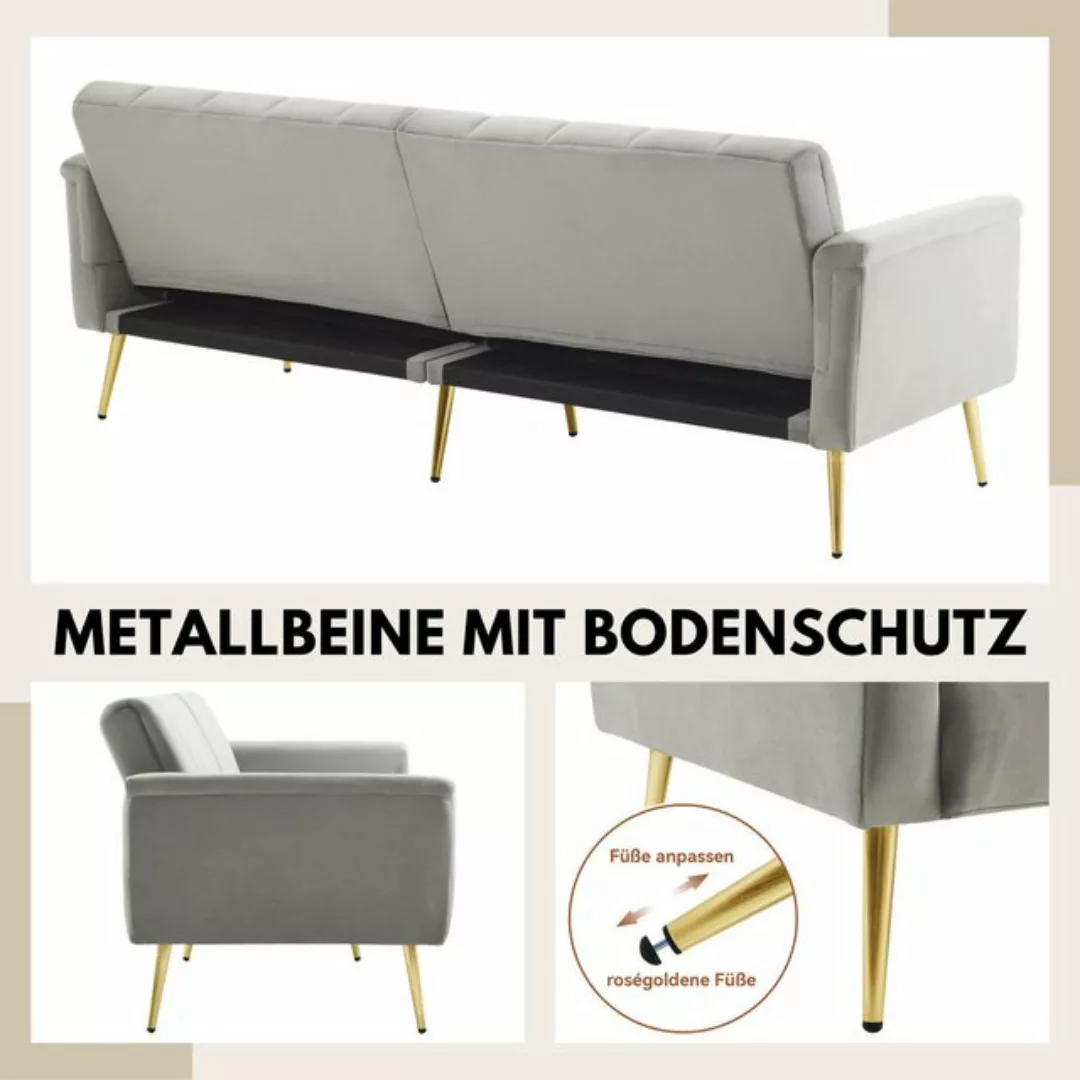 SeedWave Schlafsofa 3-Sitzer Sofa mit Schlaffunktion, Samt-Klappsofa, verst günstig online kaufen