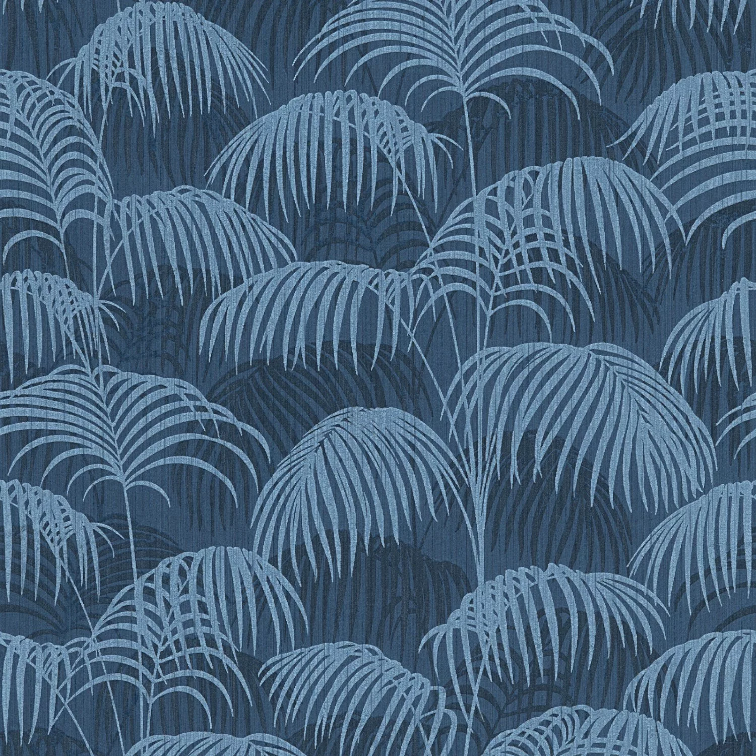 Bricoflor Palmenblätter Tapete Dunkelblau Farn Textiltapete Blau Ideal für günstig online kaufen