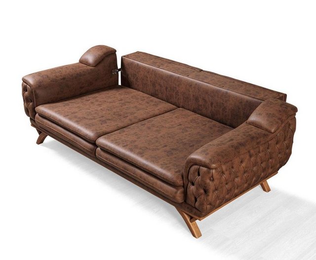 JVmoebel 3-Sitzer Sofa 3 Sitzer Chesterfield Stoff Polster Sofas Kunstleder günstig online kaufen