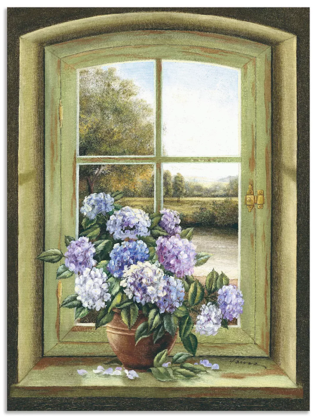 Artland Wandbild "Hortensien am Fenster", Arrangements, (1 St.), als Alubil günstig online kaufen