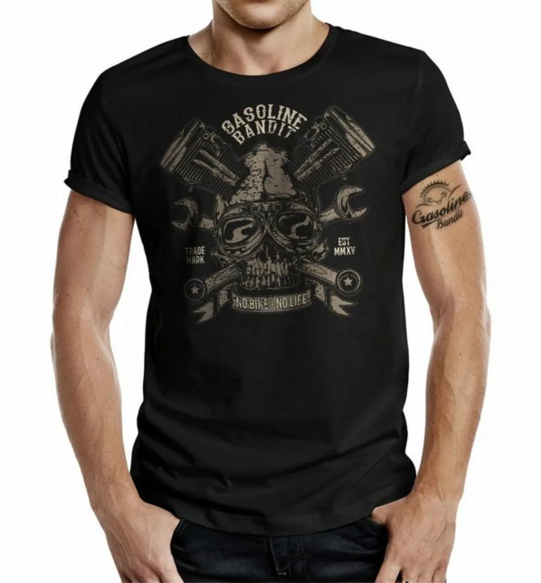 GASOLINE BANDIT® T-Shirt im Biker Racer Motorrad Design - No Bike No Life günstig online kaufen