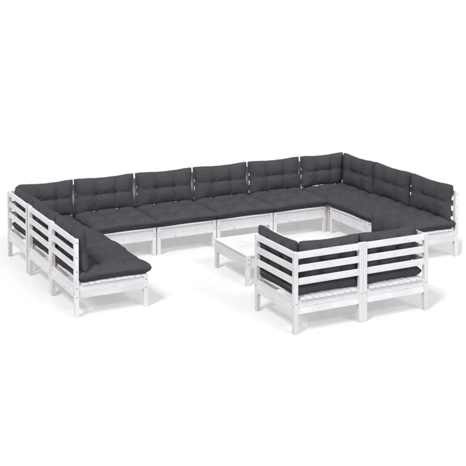 vidaXL 13-tlg Garten-Lounge-Set mit Kissen Weiß Kiefernholz Modell 2 günstig online kaufen