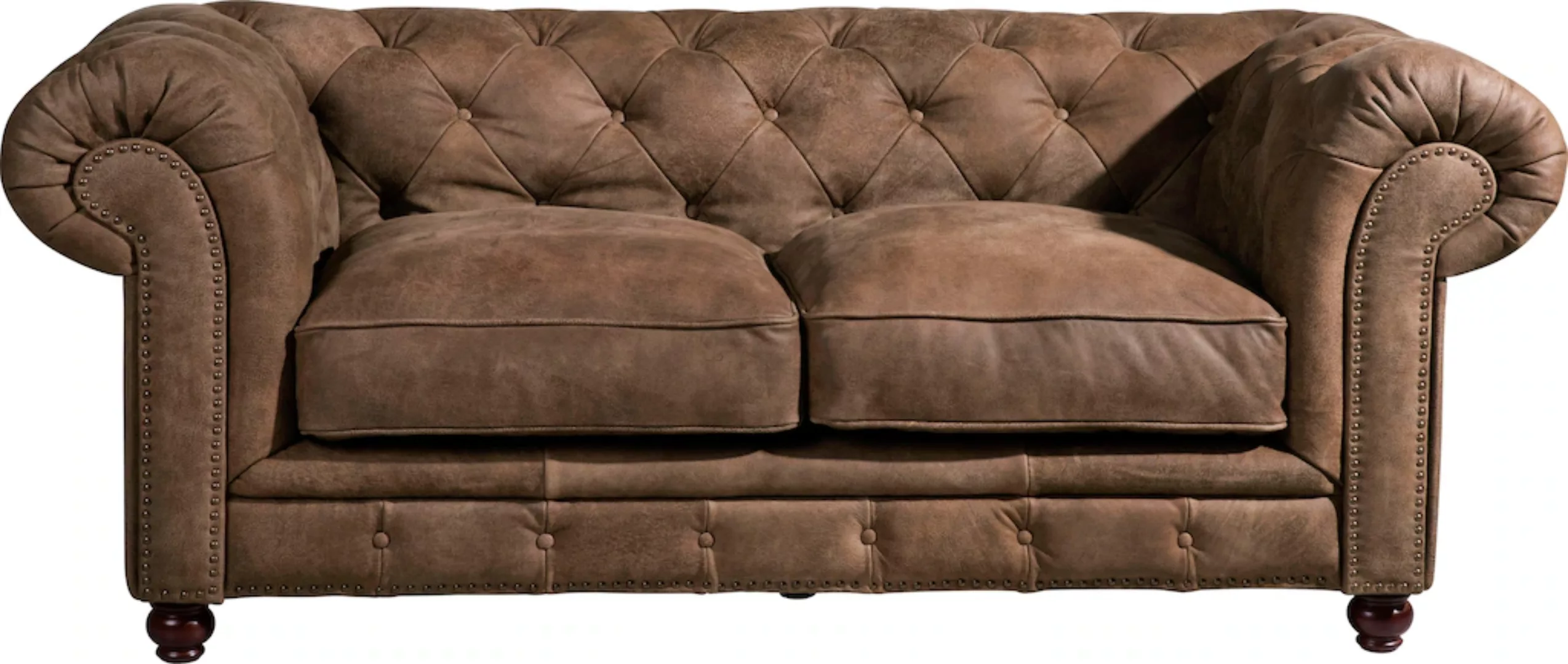 Max Winzer® Chesterfield-Sofa »Old England«, 2-Sitzer Ledersofa mit Knopfhe günstig online kaufen
