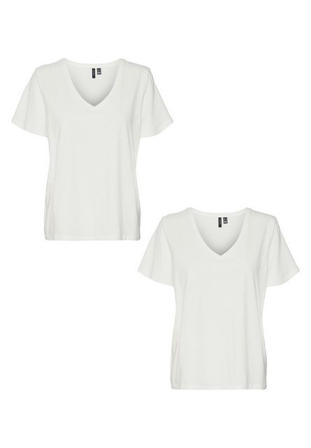 Vero Moda T-Shirt T-Shirt 2er-Set Basic V-Ausschnitt Top (2-tlg) 7495 in We günstig online kaufen