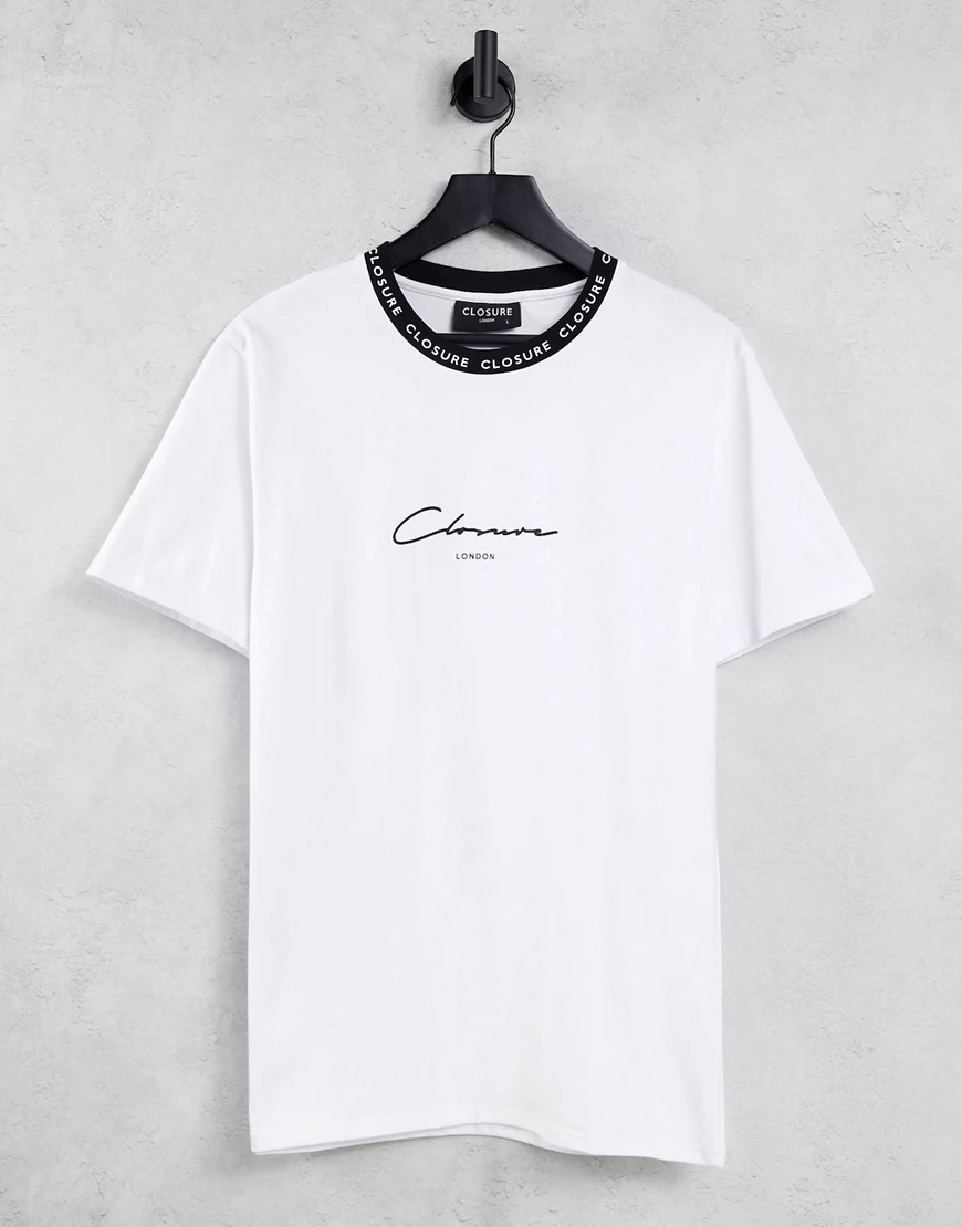 Closure – T-Shirt in Weiß mit Logoprint günstig online kaufen