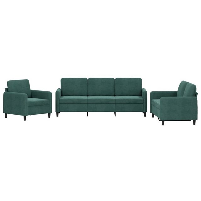 vidaXL Sofa 3-tlg. Sofagarnitur Dunkelgrün Samt günstig online kaufen