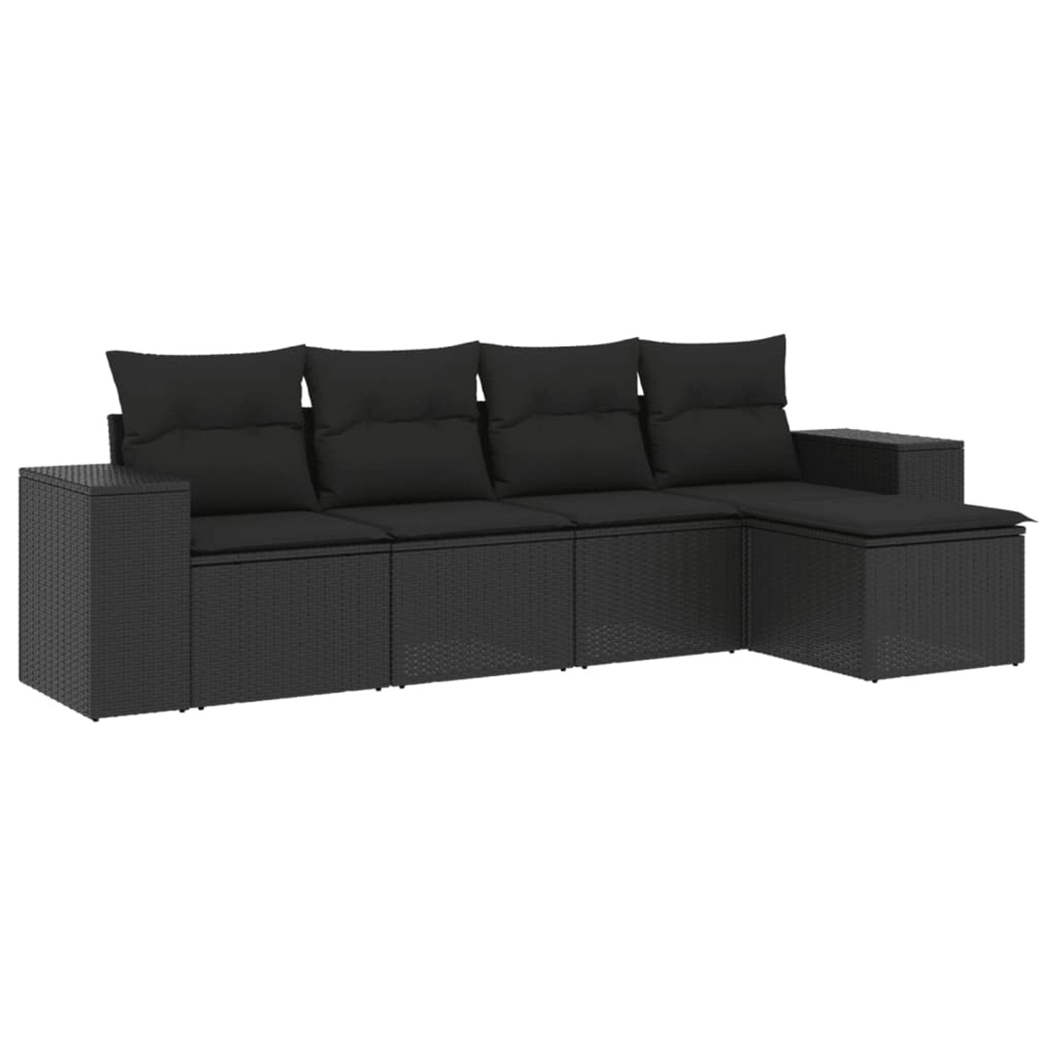 vidaXL 5-tlg Garten-Sofagarnitur mit Kissen Schwarz Poly Rattan Modell 127 günstig online kaufen