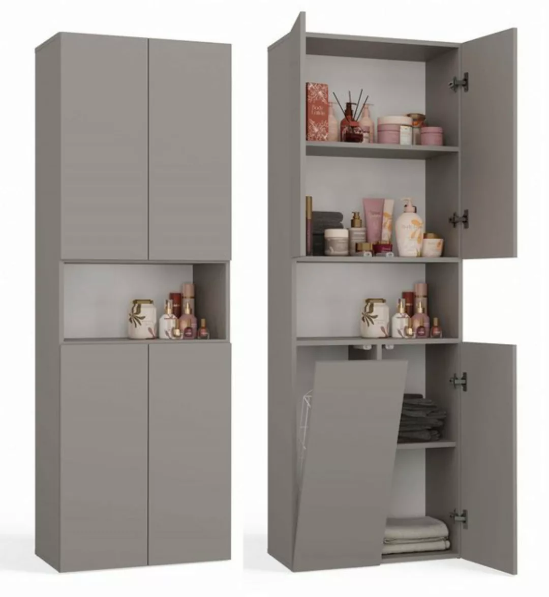 ibonto Hochschrank Badezimmerschrank Hochschrank mit Wäschekorb, Modern & G günstig online kaufen