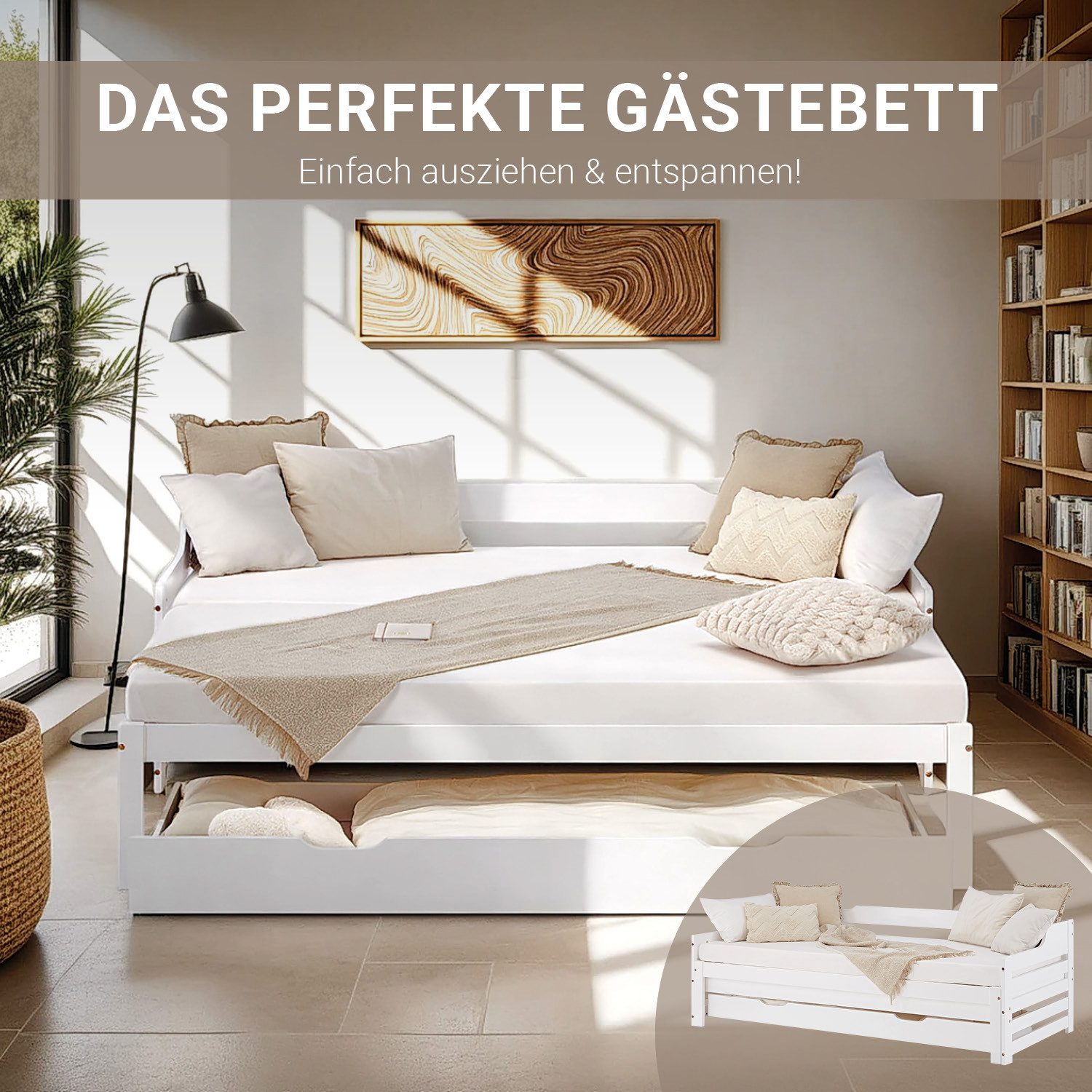 Homestyle4u Tagesbett Ausziehbett 90x200 cm mit Bettkasten mit Matratze 307 günstig online kaufen