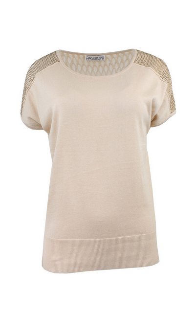 Passioni Sweater Strick-T-Shirt mit Strass-Schulterdetails günstig online kaufen