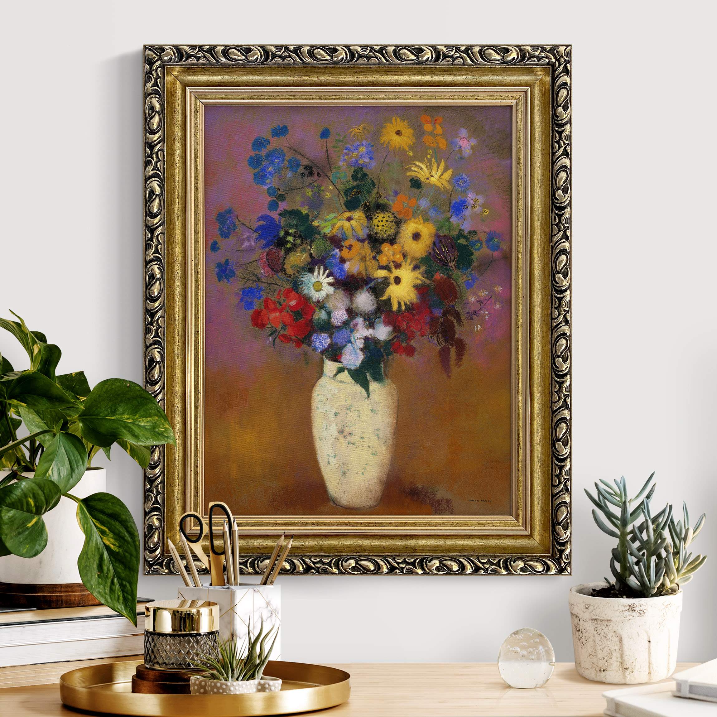 Gerahmtes Leinwandbild Odilon Redon - Blumen in einer Vase günstig online kaufen