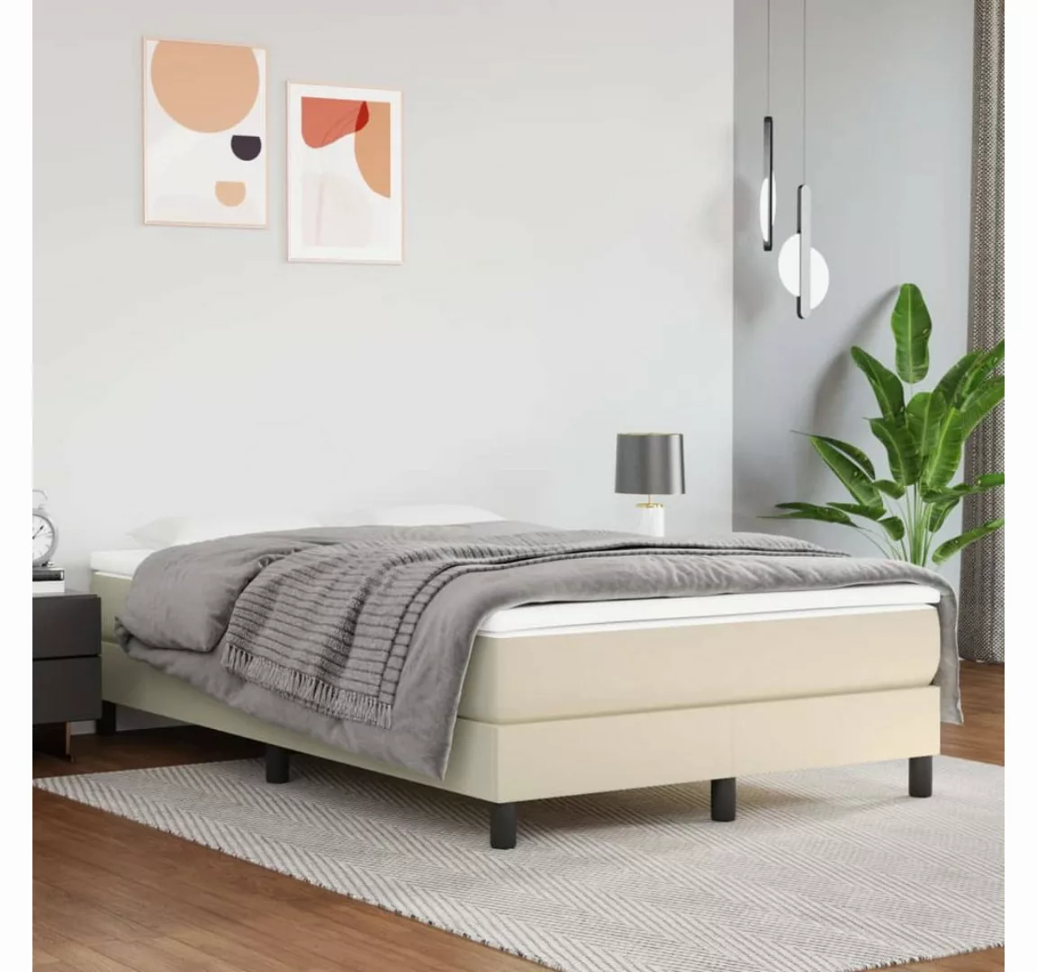 vidaXL Bett, Bettgestell Creme 120x200 cm Kunstleder günstig online kaufen