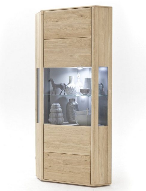 expendio Vitrine Torrent 9 Eiche bianco 69x206x69 cm vormontiert aus Massiv günstig online kaufen