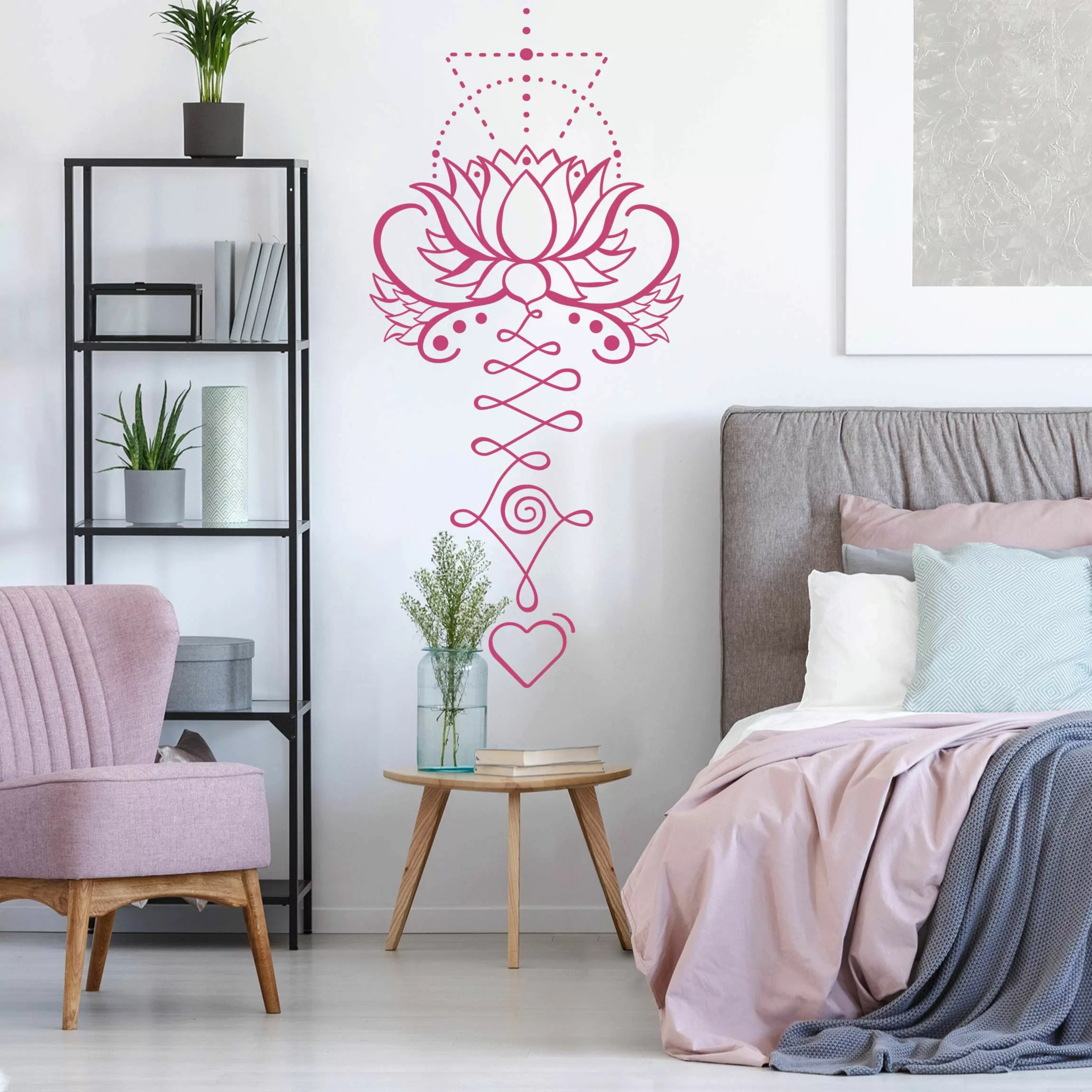 Wandtattoo Badezimmer Lotus Unalome mit Herz günstig online kaufen