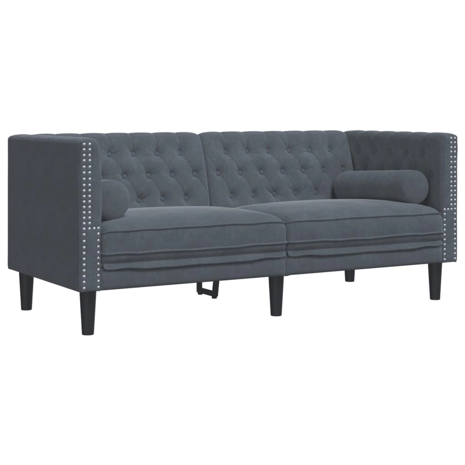 vidaXL Chesterfield-Sofa mit Nackenrollen 2-Sitzer Dunkelgrau Samt 2149524 günstig online kaufen