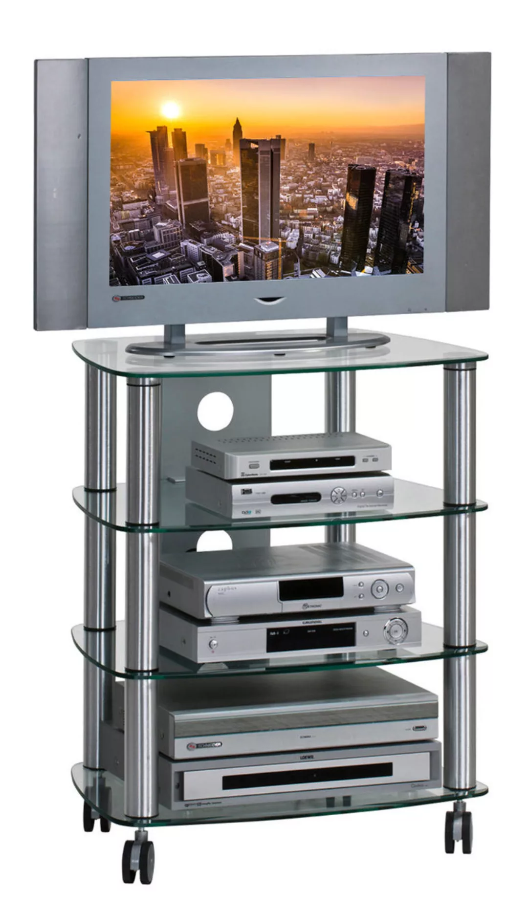 TV-Rack  Platia - silber - 60 cm - 75 cm - 47 cm - Sconto günstig online kaufen