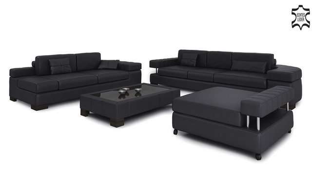 JVmoebel Sofa Sofagarnitur Sofa Couch Designer Ledersofa 3+2+1 Couch Polste günstig online kaufen