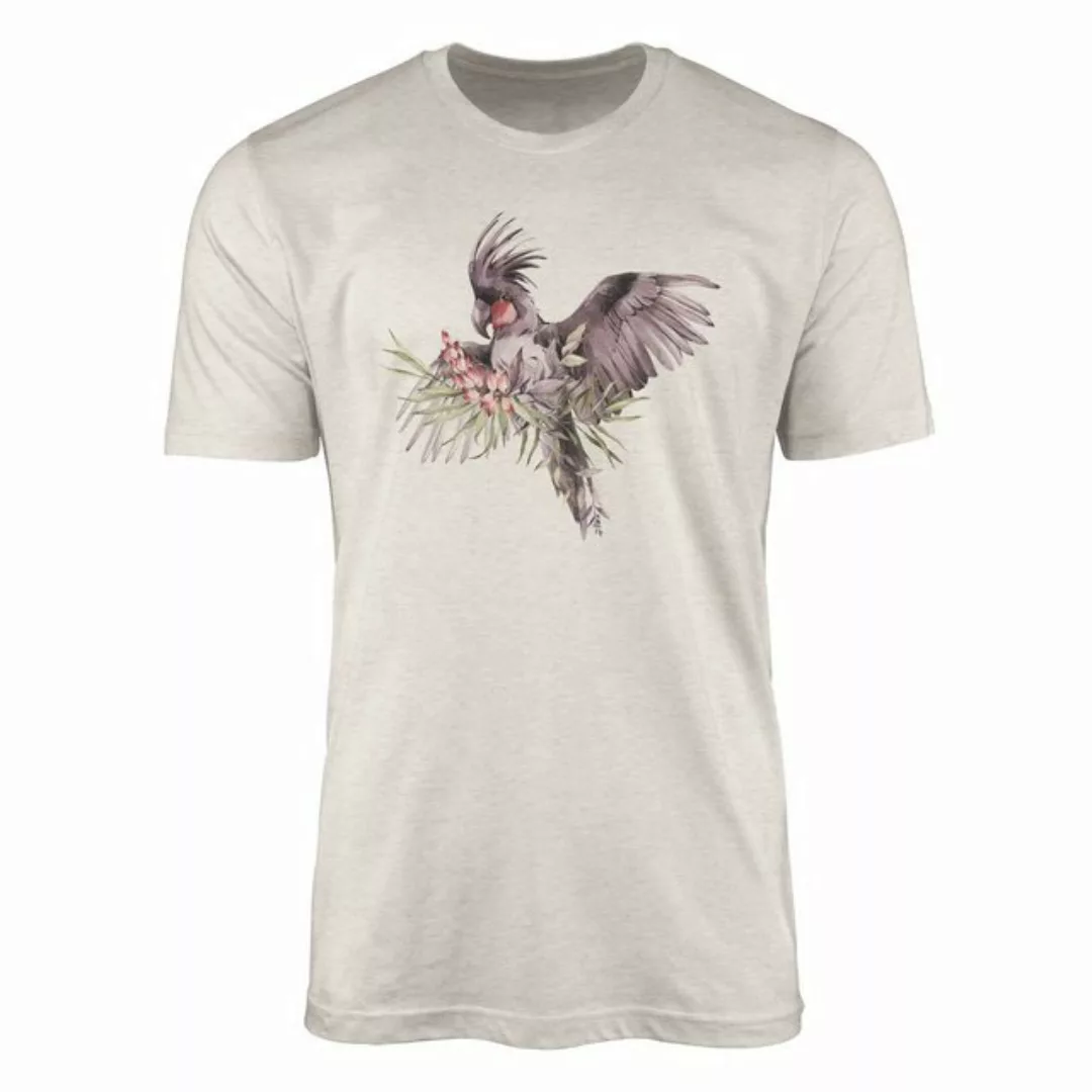 Sinus Art T-Shirt Herren Shirt Organic T-Shirt Aquarell Motiv Kakadus Bio-B günstig online kaufen