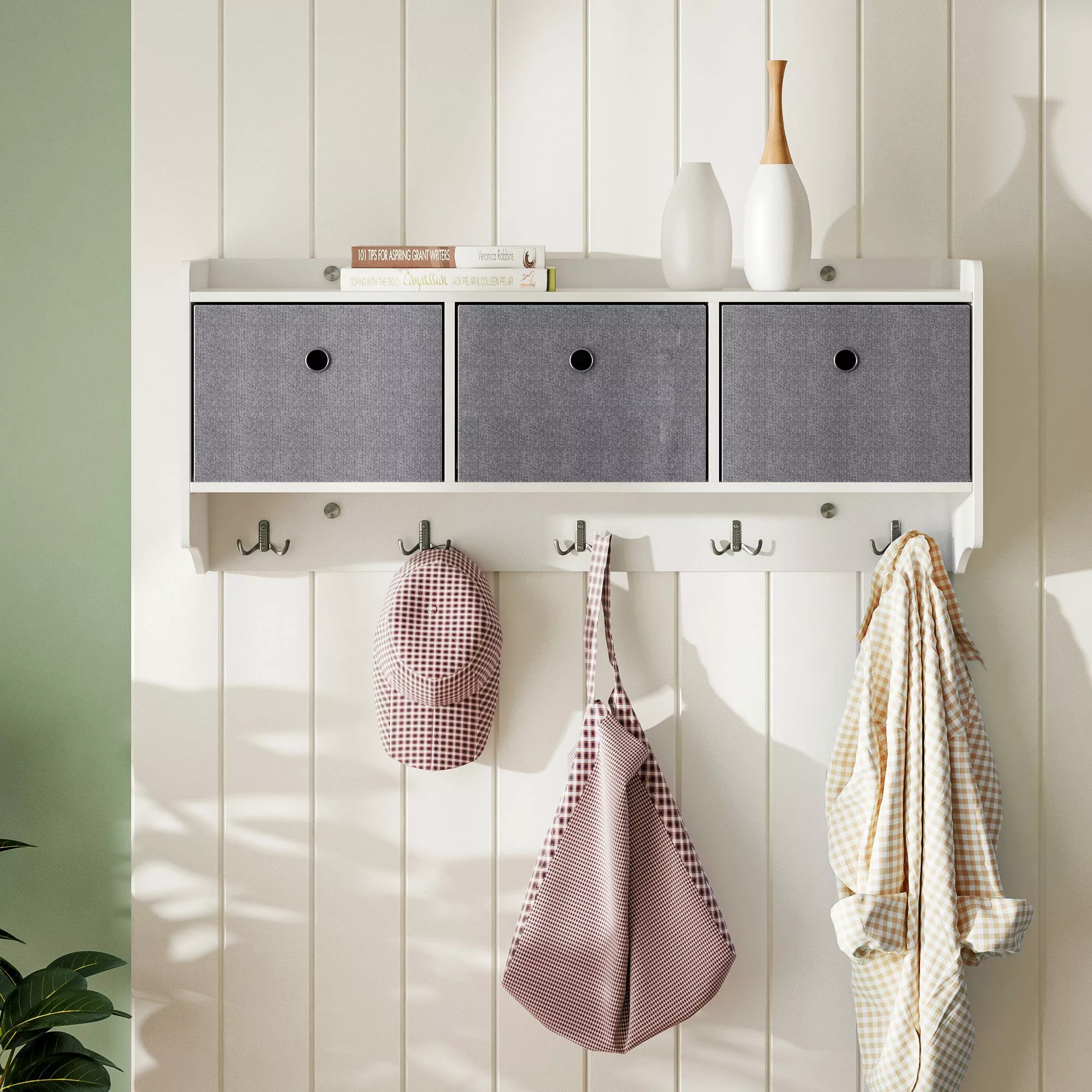 Mondeer Wandgarderobe Wandregal, Hängeregal mit 3 günstig online kaufen