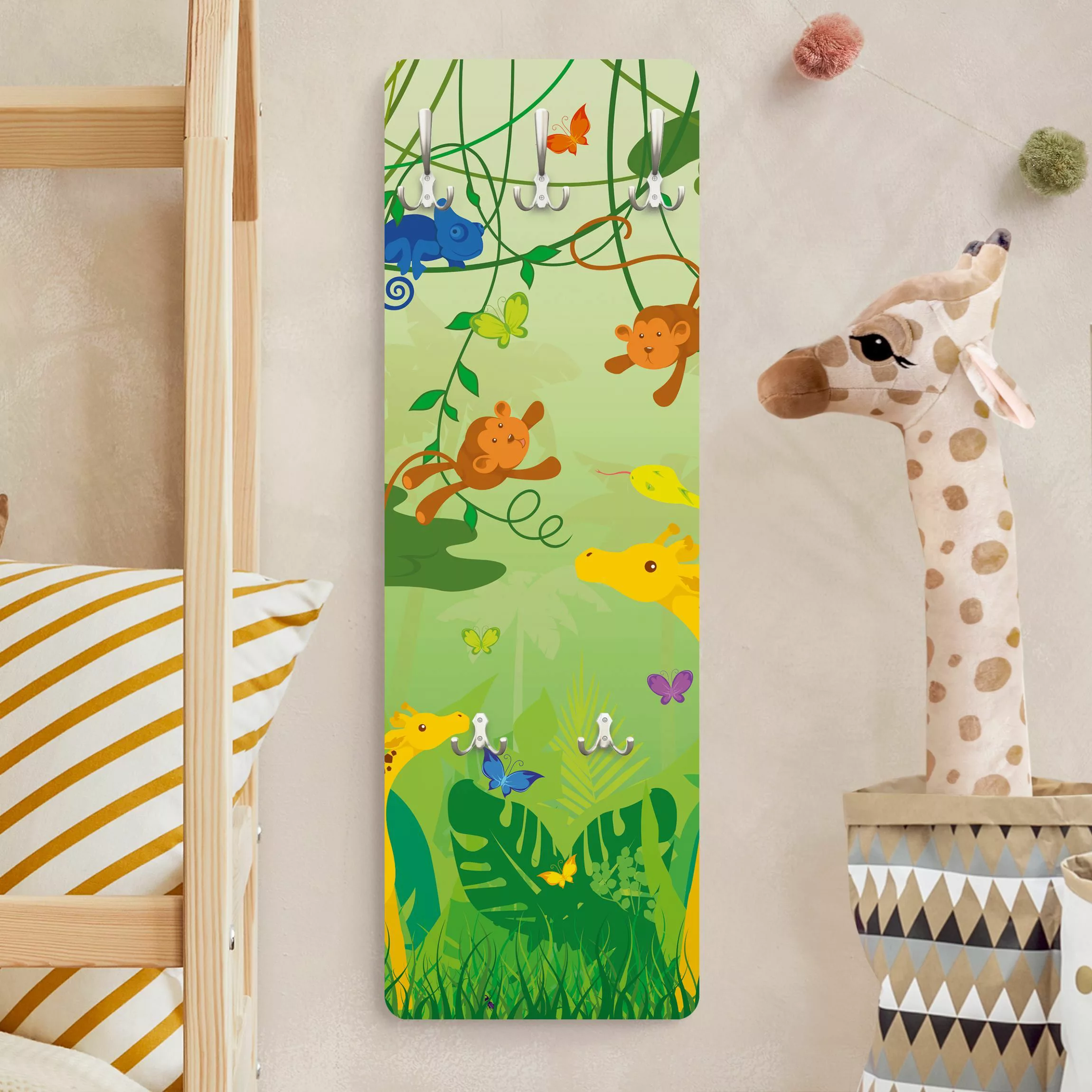 Wandgarderobe Holzpaneel Kinderzimmer No.IS87 Dschungelspiel günstig online kaufen