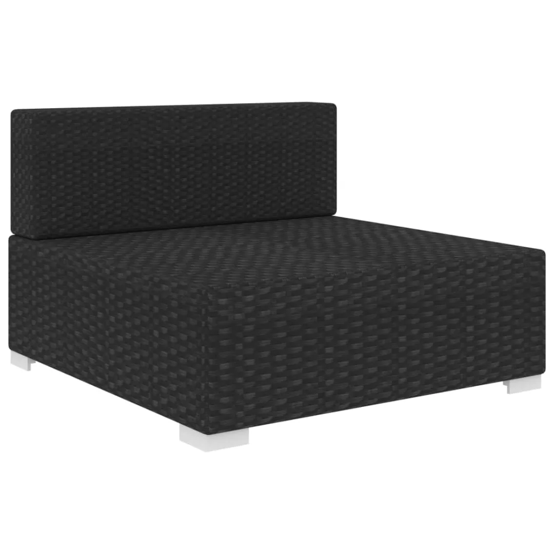 Modular-sofa-mittelteil 1 Stk. + Auflagen Poly Rattan Schwarz günstig online kaufen