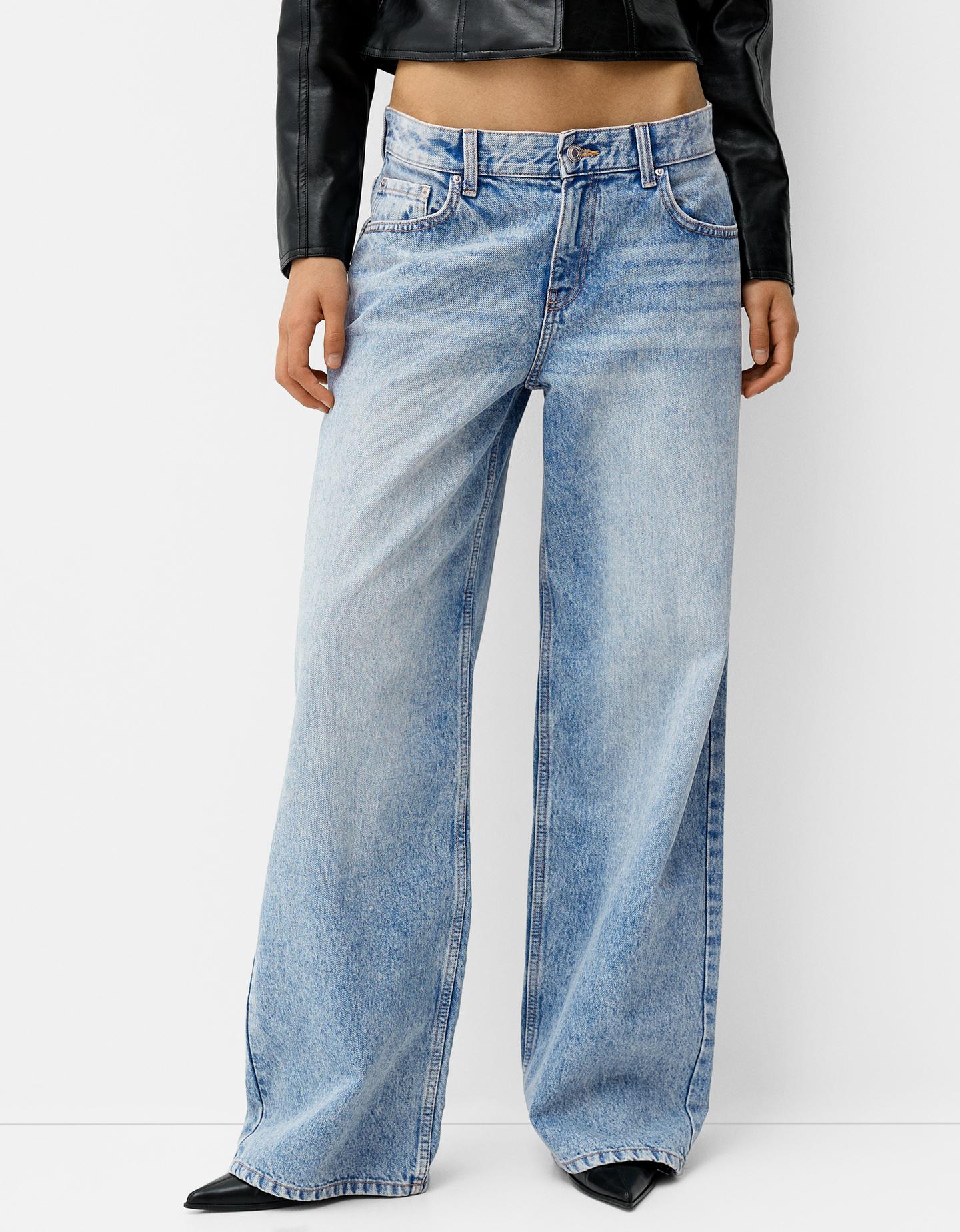 Bershka Boyfriend-Jeans Damen 44 Ausgewaschenes Blau günstig online kaufen