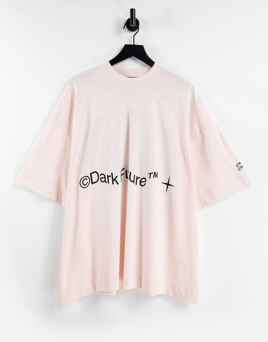 ASOS – Dark Future – Oversize-T-Shirt in Muschelrosa mit Weltraum-Logoprint günstig online kaufen