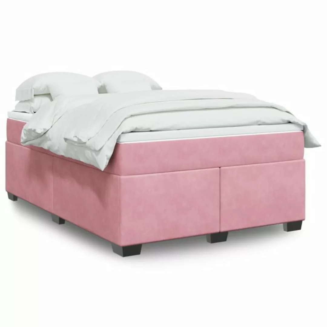 furnicato Bettgestell Boxspringbett mit Matratze Rosa 140x190 cm Samt günstig online kaufen